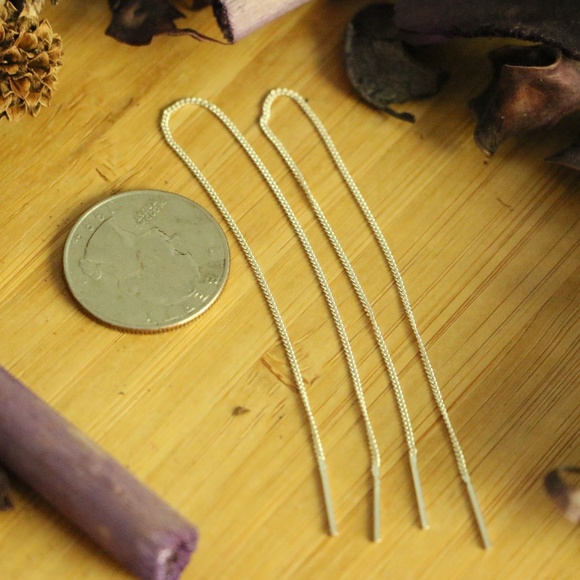 925 sterling silver thread dropped earrings - Picture 5 of 5